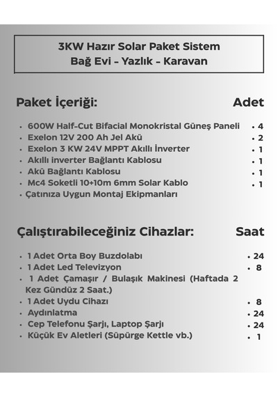 3kw Hazır Solar Paket - 2 24v Mppt Akıllı İnverter Off-grid Sistem
