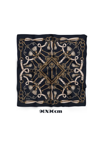 Imperıal Key Desen 90x90cm Eşarp/fular Siyah