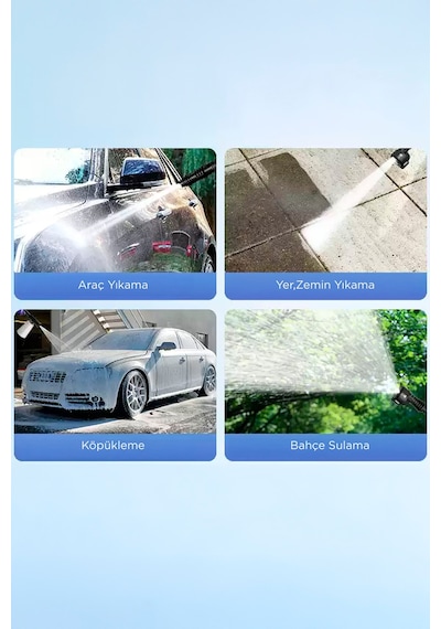Şarjlı Yüksek Basınçlı Yıkama Tabancası Akülü Oto Araba Bahçe Temizleme Su Tabancası D015 Sarı