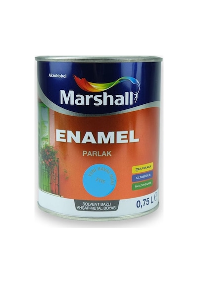 Marshall Enamel Parlak Ahşap Metal Boyası Havai Mavi 0,75 L