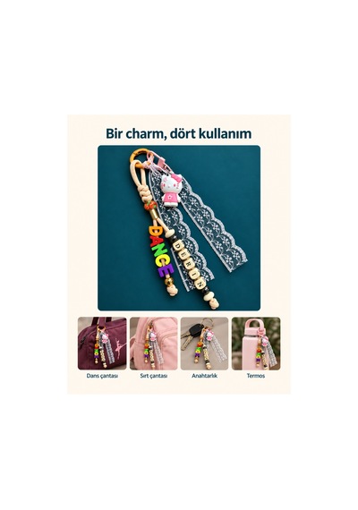Genel Markalar Kişiye Özel Çanta Aksesuarı/isimlik/charm Dance Çok Renkli Çok Renkli