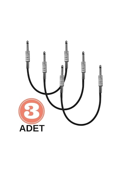 Pedal Bağlantı Kablosu Efekt Pedal Ara Kablosu Çift Jaklı Jack Düz/düz 3 Adet