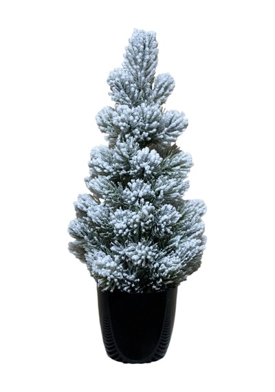 Yapay Çiçekçiniz Kar Desenli Yılbaşı Çam Ağacı 42 Cm Siyah