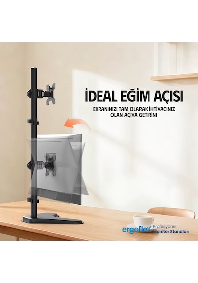 Ergoflex EF73 Steel Design 2-8 kg Çift Ekran Asansörlü 13"-27" Desktop Monitör Standı