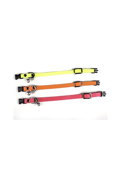 Neon Renk Rugan Derili 1CM Metal Kilit Tokali Kedi Tasma-Turuncu