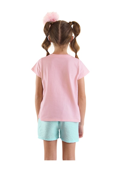 Denokids Deniz Kızı Kız Çocuk Yazlık T-shirt Fırfırlı Şort Takım