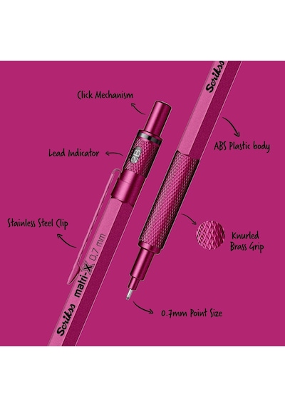 Scrikss Office Matri-x Versatil 0.7 Mm Metalik Pembe Şeffaf Amb Genel