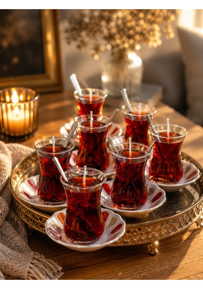 Tea Time Dekoratif Mum Seti Kırmızı