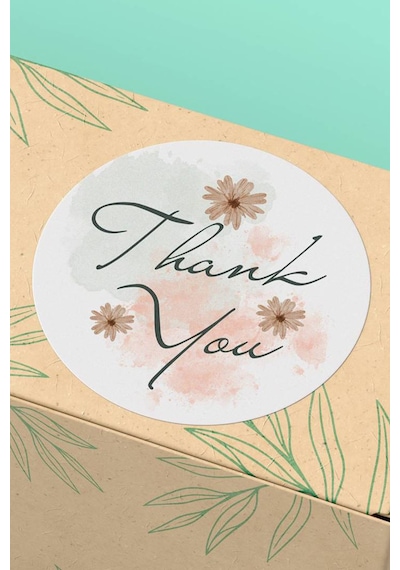 Papatyalı Thank You Teşekkür Sticker 3x3cm St2225 Çok Renkli