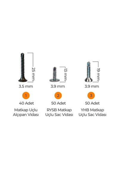 Hobi-2 502 Parça 14 Çeşit, Pul, Çivi, Piton, Kroşe, Vida Ve Dübel Seti, Takım Çantalı Diğer