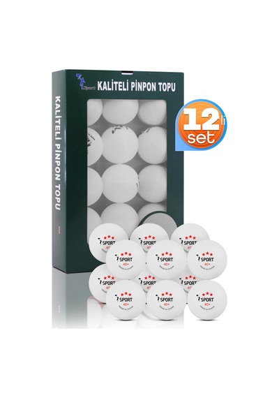 12 Adet 3 Yıldız Kutulu 40+ Gazlı Pinpon Topu Turuncu Masa Tenisi Topu Pingpong Topu Beyaz