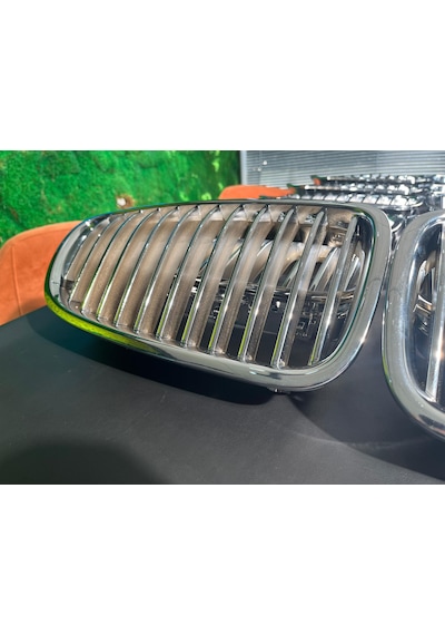 Bmw F10 Panjur Krom Titan Böbrek Izgara Seti 5 Serisi Ön Grill 2010-2017 Uyumlu Gri