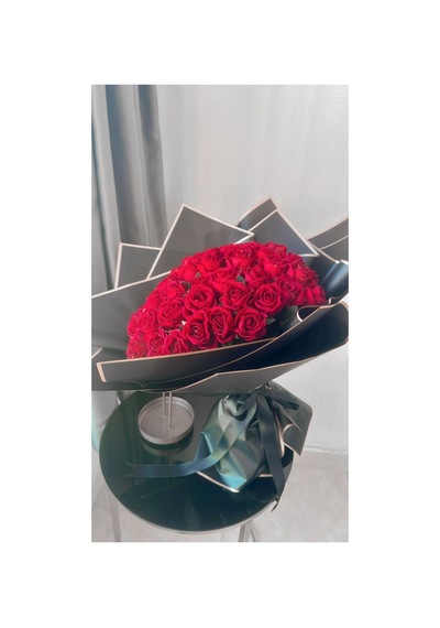 50 Adetli Kalıcı Solmayan Kırmızı Kadife Gül İsteme Çiçeği Bouquet - 617193533 Diğer