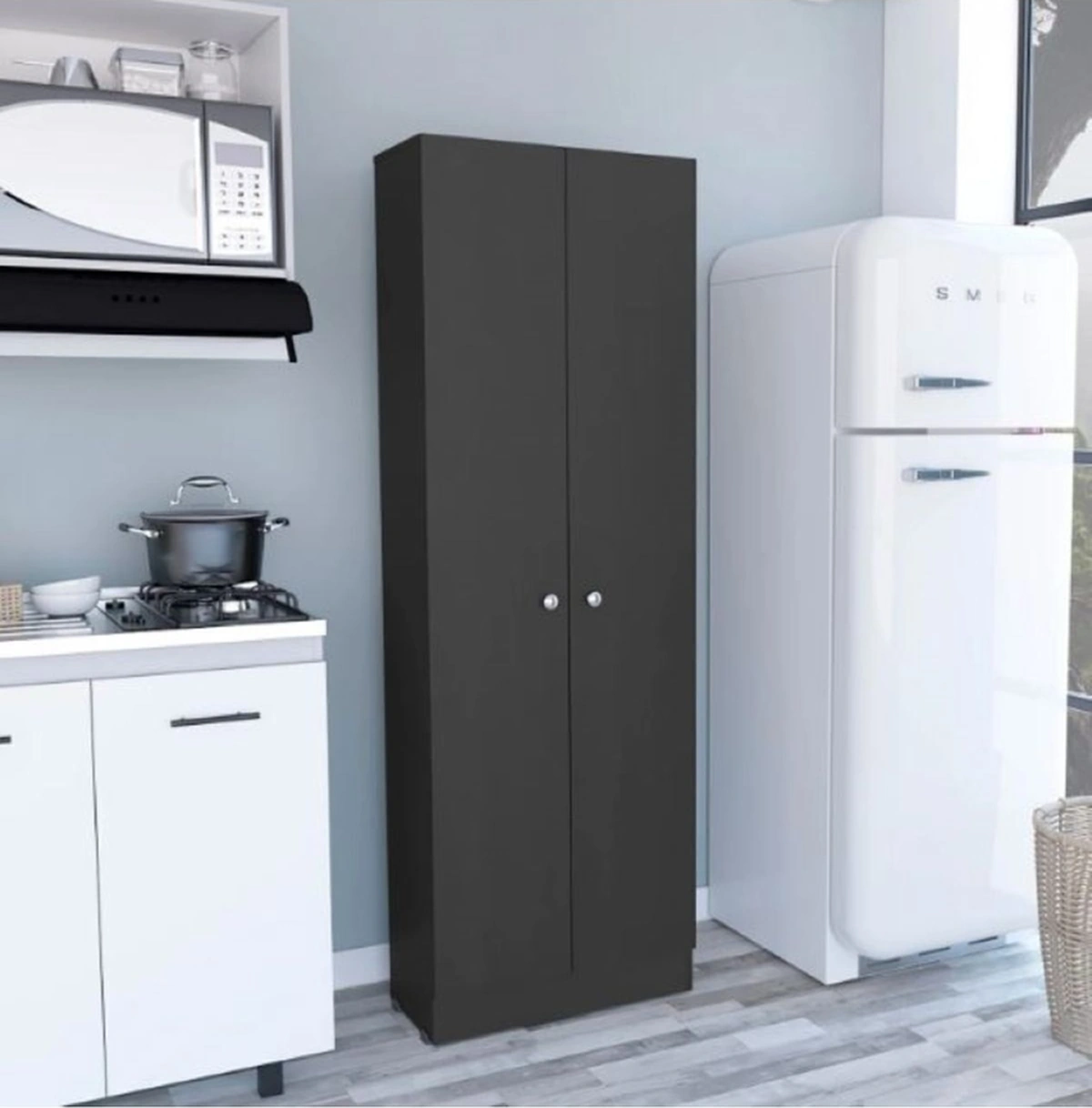 Mez Çok Amaçlı Dolap,5 Raflı, 2 Kapaklı Mutfak Dolabı Kiler Dolabı Banyo Dolabı Antrasit Mez Çok Amaçlı Dolap,5 Raflı, 2 Kapaklı Mutfak Dolabı Kiler Dolabı Banyo Dolabı Antrasit