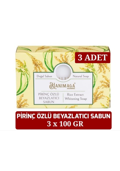 3 Adet Pirinç Özlü Beyazlatıcı Cild Besleyici Ölü Hücre Arındırıcı Cilt Tonu Eşitleyici Sabun 3 X 100 Gr.