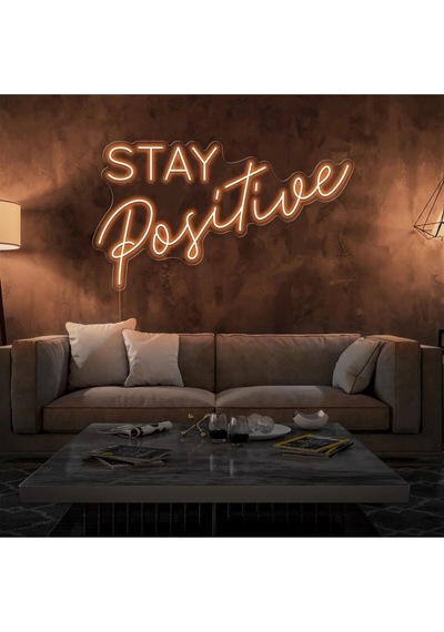 Stay Positive Yazılı Neon Tabela Turuncu