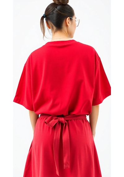 Uyguntarz Classical Baskılı Oversize Tshirt Kırmızı-280198