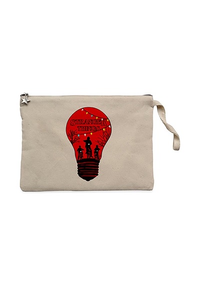 Stranger Things Lamp Krem Clutch Astarlı Cüzdan / El Çantası Krem