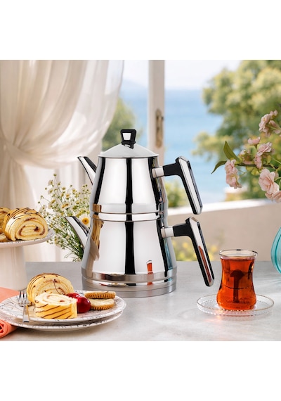 Schafer Premium Çaydanlık Takımı Büyük Boy 3 Parça-ınox Gümüş