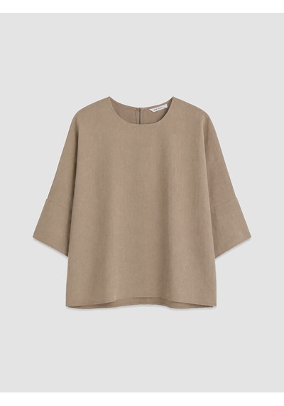 Lcw Vision Kahverengi Bisiklet Yaka Oversize Bluz