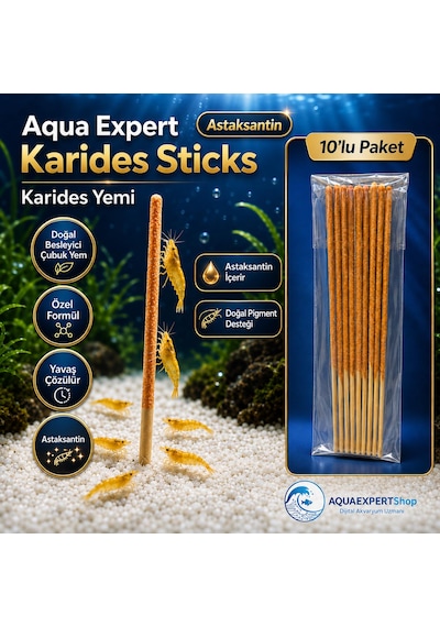 Aqua Expert Karides Sticks Karides Yemi 10 Lu Paket Doğal Besleyici Çubuk Yem Özel Formül - Askantansin