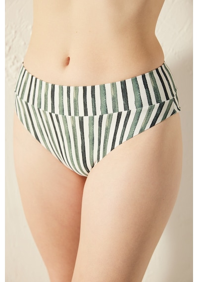 Penti Mali Çizgi Desenli Yüksek Bel Vintage Bikini Altı