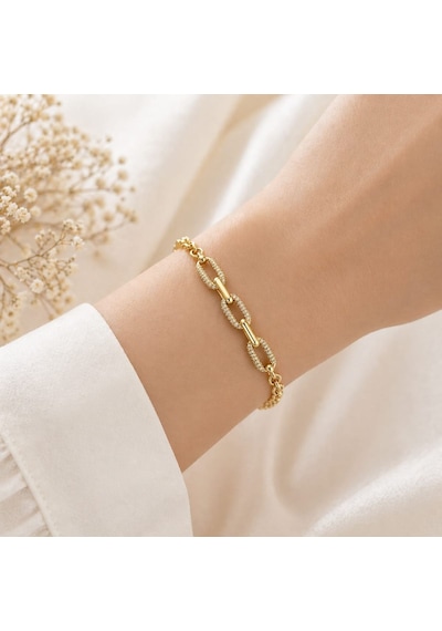 Cm Jewelry Zirkon Taşlı Tiffany Zincir Bileklik Gold Kadın Bileklik Altın