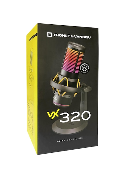 Thonet & Vander Vx320 Yayıncı Mikrofonu Dokunmatik Rgb Led Titreşim Önleme Çok Yönlü Kardioid Siyah