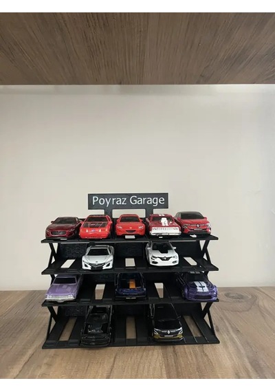 20 Araçlık Kişiye Özel Diecast Garaj Standı 1/64 Ölçek Uyumlu - Siyah