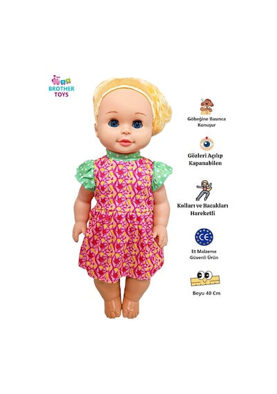 Göbeğine Basınca Konuşan Gözleri Açılıp Kapanabilen Oyuncak Cansu Et Bebek Büyük Boy 40 Cm.