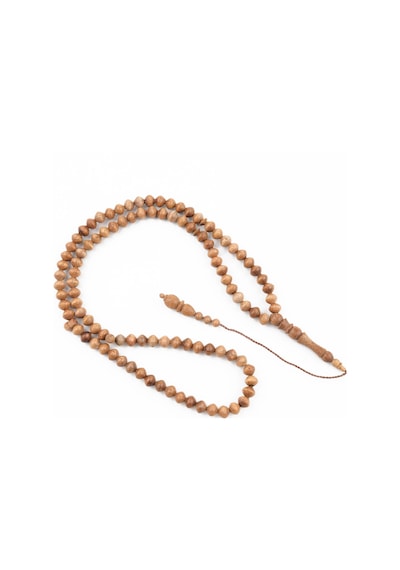 Mango Ağacı 99luk Tekerlek Kesim 7.5x6.5mm Namaz Tesbihi Bej