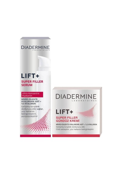 Diadermine Lift+ Super Filler Gündüz Kremi 50Ml + Serum 40Ml Çant