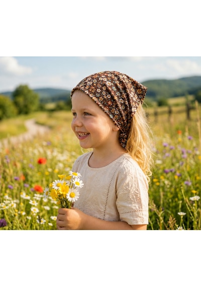 Kız Çocuk Bandana %100 Pamuk Kahverengi