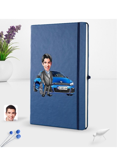 Kişiye Özel Plakalı Erkek Scirocco Beetle Karikatürlü Lacivert Te