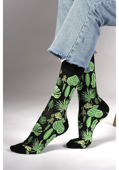 Ozzy Socks Leaf Desenli Çorap Yeşil
