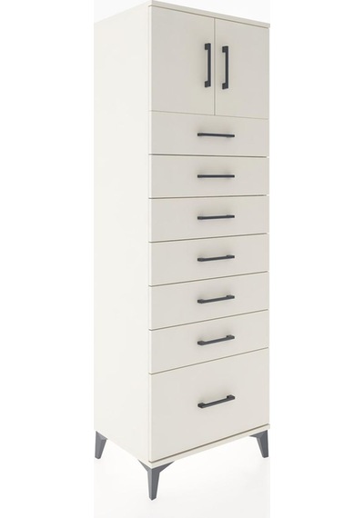 Hyperion Dolap Tek Raflı 7 Çekmeceli 2 Kapaklı 60x44x182 Aytaşı-aytaşı Aytası