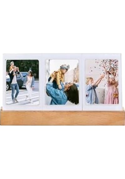 Mini Led Işıklı 3'lü Ahşap Fotoğraf Çerçevesi