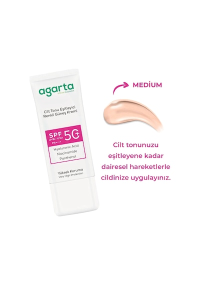 Agarta Cilt Tonu Eşitleyici Kapatıcı Etkili Güneş Kremi 50 Ml