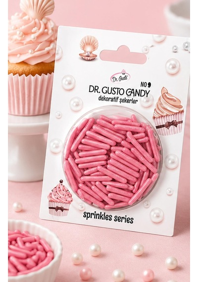 Dr. Gusto Pembe Çubuk Spagetti Şekilli Pasta Süsleme Şekeri