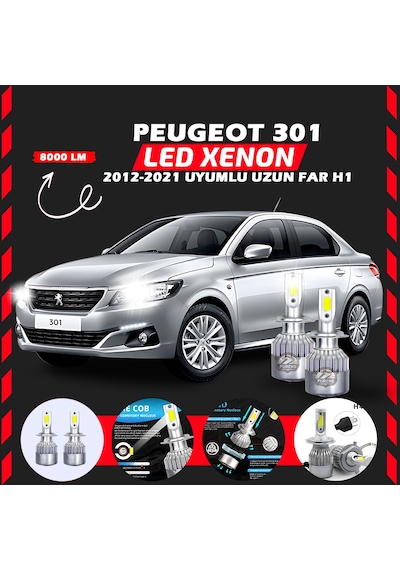 Peugeot 301 2012-2021 Uzun Far Uyumlu Şimşek Etkili Led Xenon Performance Series H1