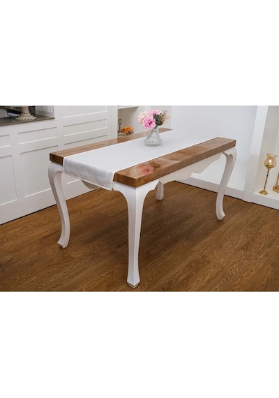 Roma Jakar Polyester Kumaş Krem Runner 45x150 Cm 1414 Krem