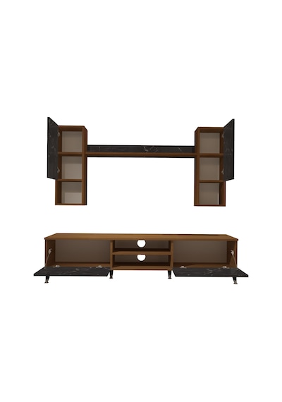 Decoraktiv Eko 5da Mdf Dvd Silver Tv Ünitesi Tv Sehpası Ceviz - Siyah Mermer