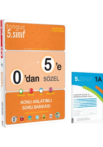 Tonguç 5. Sınıf 0'dan 5'e Sözel Konu Anlatımlı Soru Bankası (1 Kitap+1 Deneme)