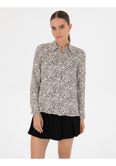 Pierre Cardin Kadın Kum Gömlek Desenli 50318227-vr085 Kum
