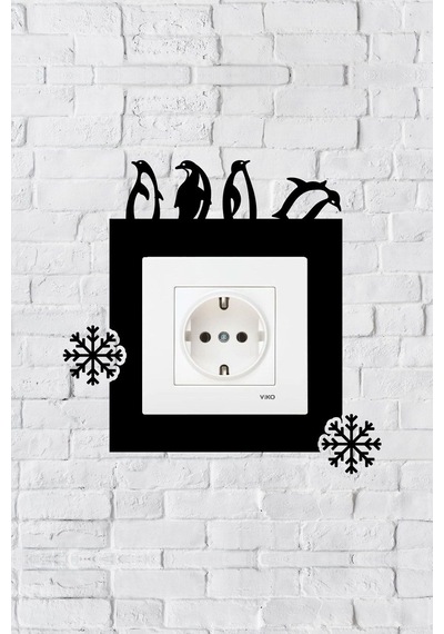 Penguen Tasarım Priz Çerçevesi İç Ölçü 8,4x8,4 Cm Dekoratif Priz - Anahtar Çerçevesi - Duvar Susu Siyah