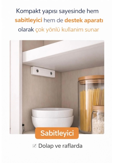 Dolap Bağlantı Aparatı Seti Vidalar Dahil Beyaz