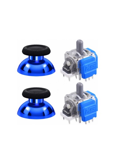 Ps5 Manyetik Motor 2+2 Set Mavi Krom Analog Topuz Hall Sensör Playstation 5 Yedek Parça Siyah