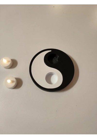 En-cag Yin Yang Tealight Mumluk İki Parçalı Siyah Beyaz Dekoratif Mum Tutucu Bss