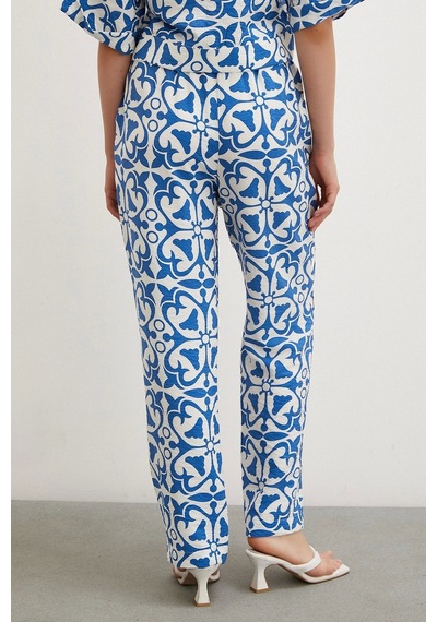 Never More Beli Lastikli Boru Paça Pantolon Mavi