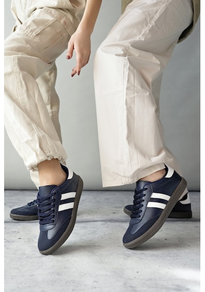Muggo Gordon Unisex Ortopedik Günlük Garantili Bağcıklı Yürüyüş Koşu Sneaker Spor Ayakkabı Lacivert